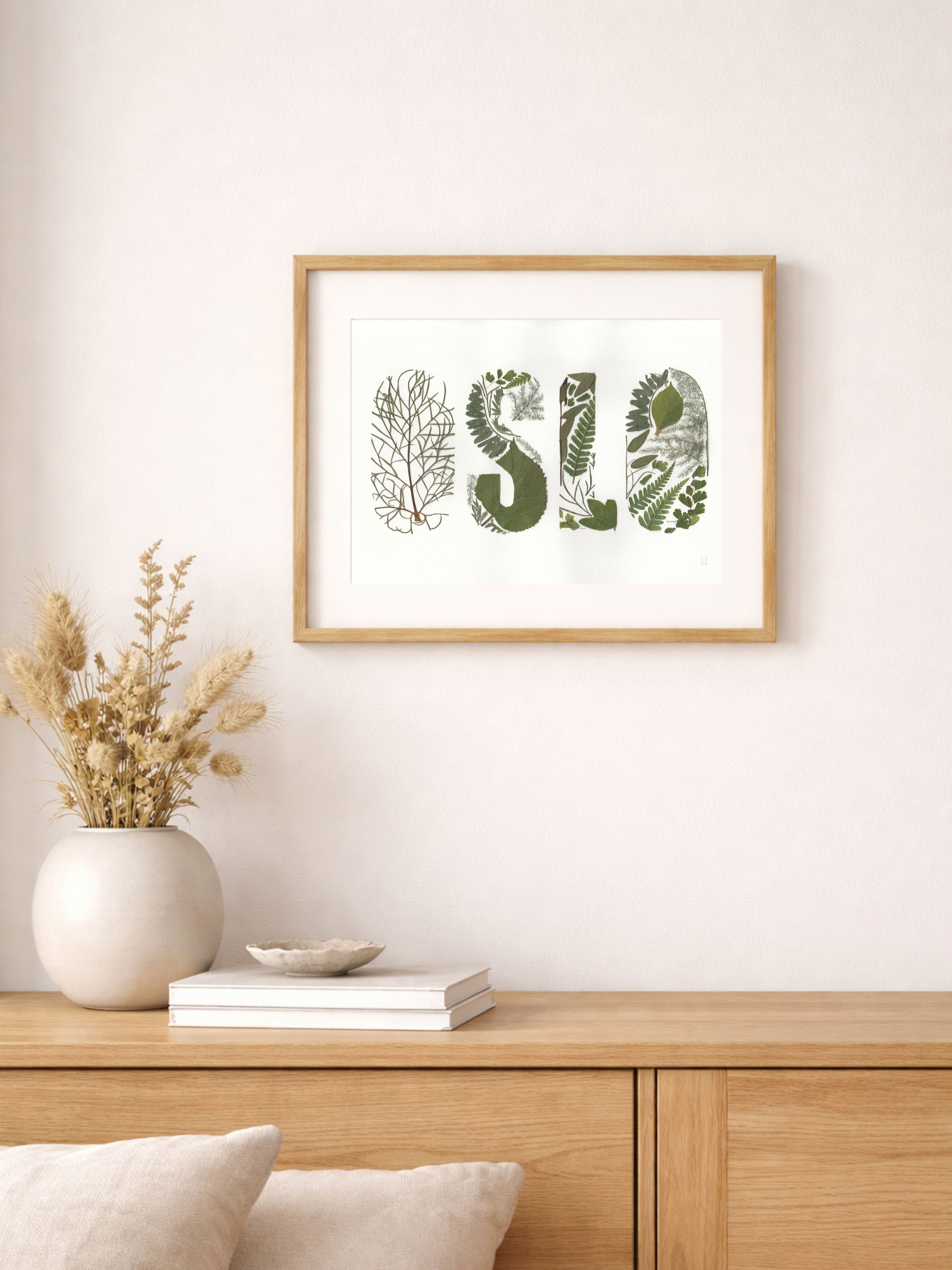 OSLO A4 print med pressede blomster - GRØNN