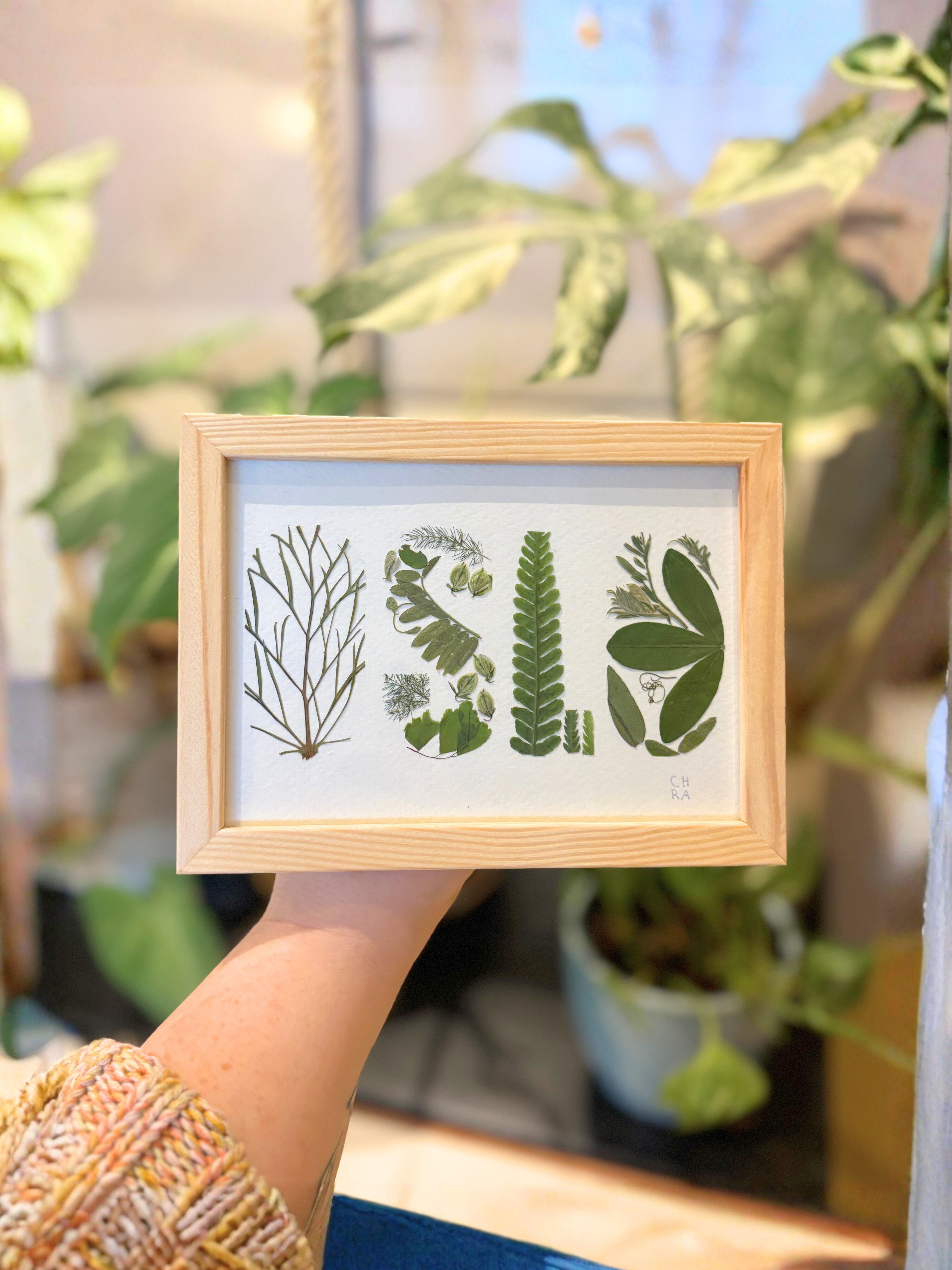 OSLO A6 print med pressede blomster - GRØNN