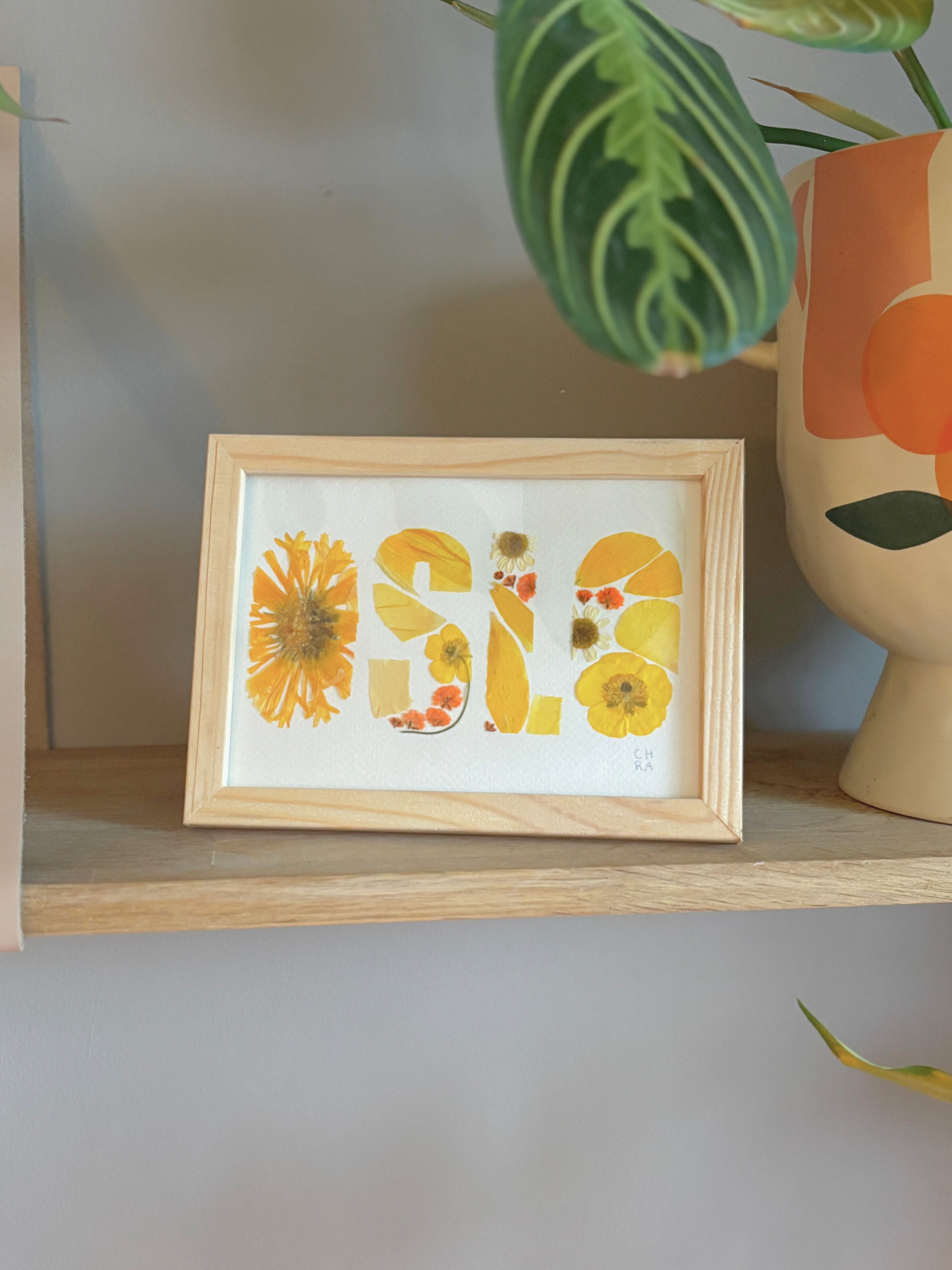 OSLO A6 print med pressede blomster - GUL