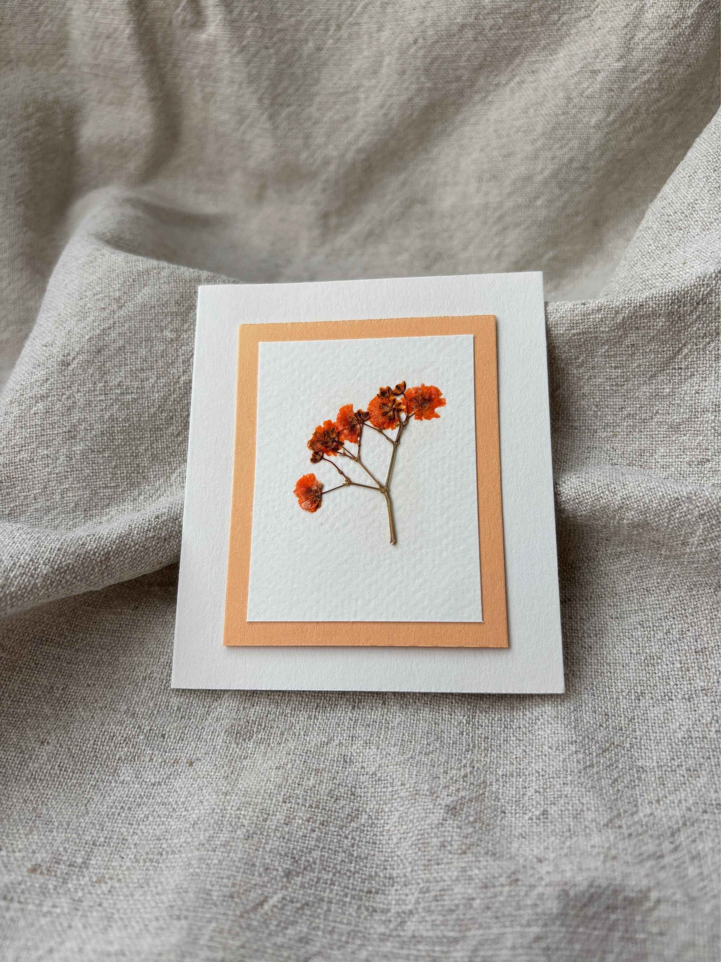 Håndlagde kort med pressede blomster